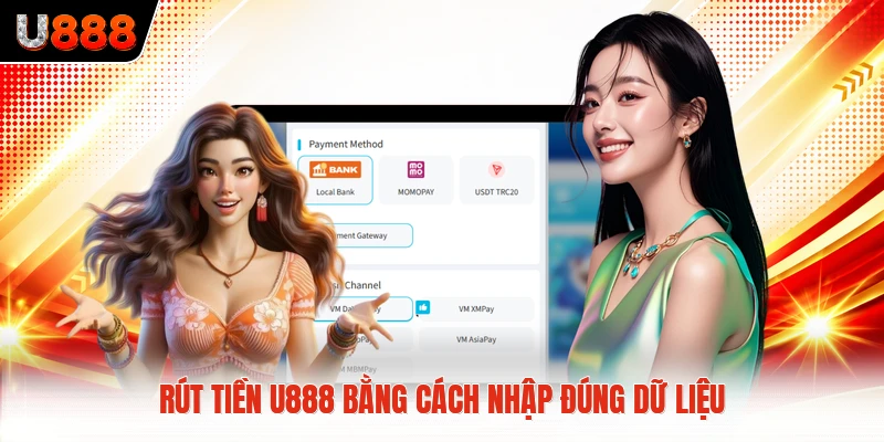 Rút tiền U888 bằng cách nhập đúng dữ liệu